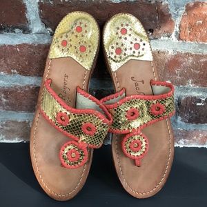 Jack Rogers Sandal Size 7 - Gold and Coral